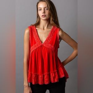 POL Vibrant Red Sleeveless Top